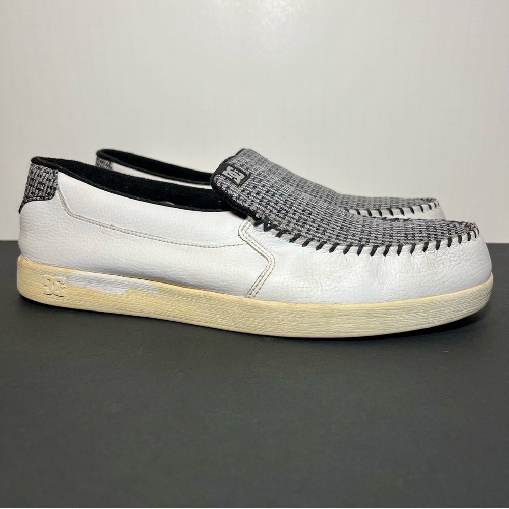 Mens DC Shoes Villain White Leather Slip On Shoes / Size 13